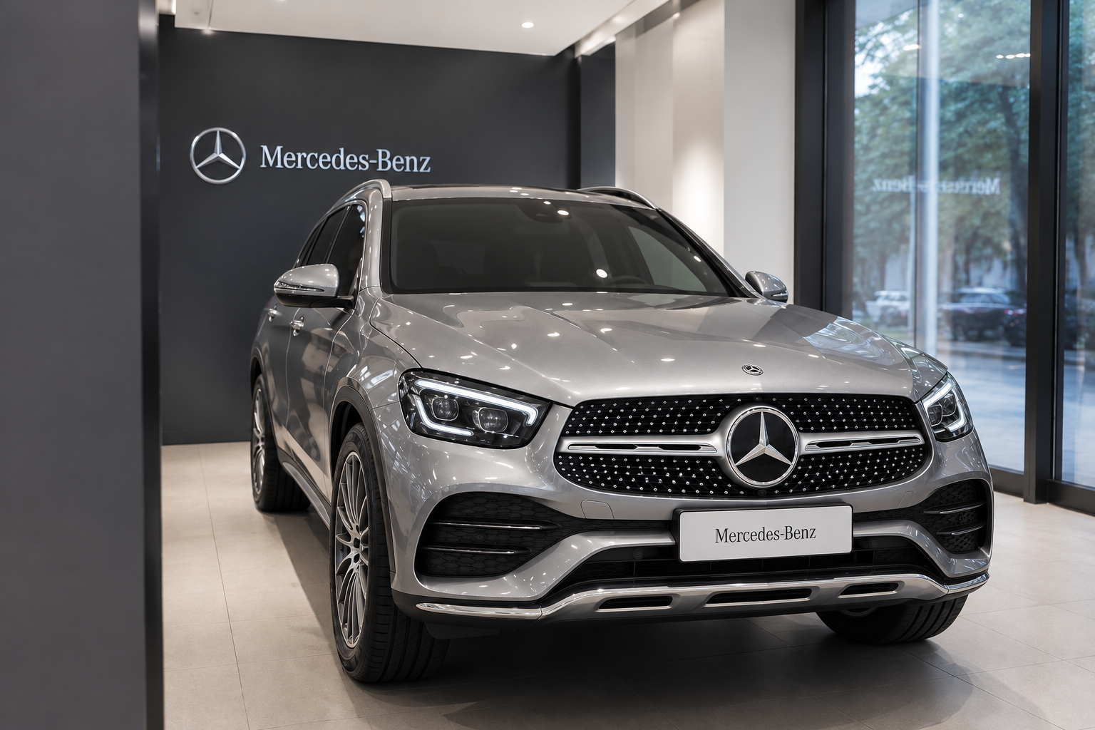Mercedes-Benz 차량을 중심으로 보여주는 AI 편집 예시